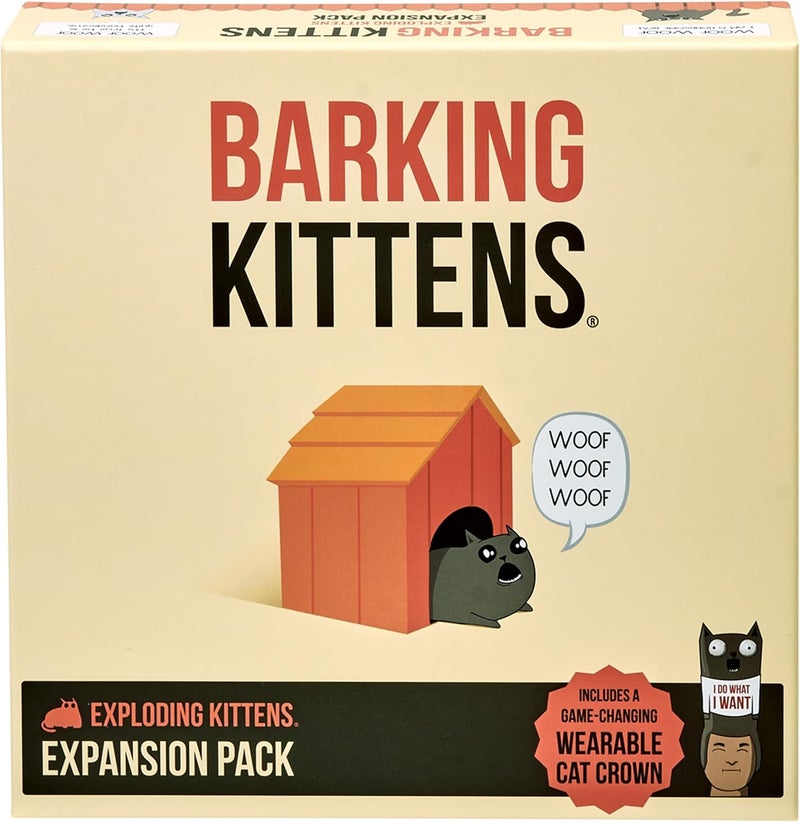 Exploding Kittens Barking Kittens Expansion Set - A Russian Roulette Card Game for Adults, Teens & Kids, Easy Family-Friendly Party Games - 20 Card Add-on - Image 1